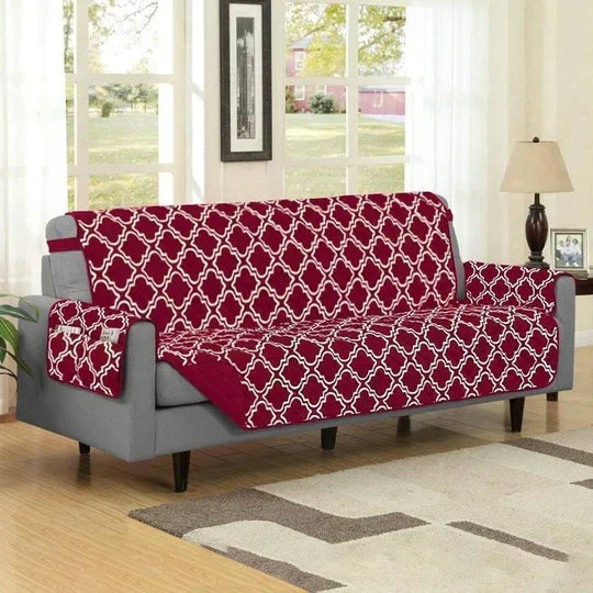 Reverse side of sofa protector showing non-slip backing, secure pet-friendly slipcover