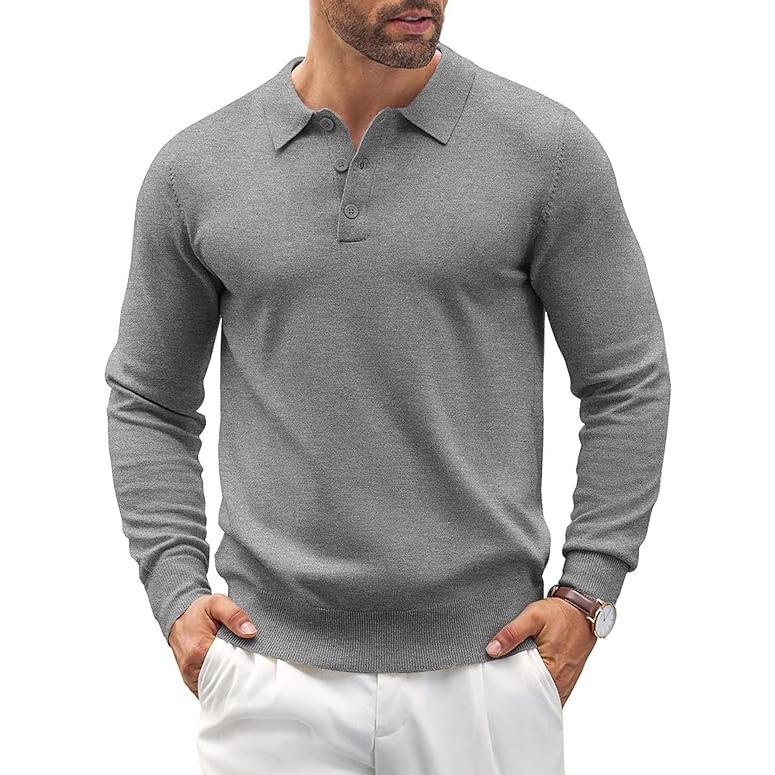 Comfortable men's long sleeve Altaro polo sweater. Tailored fit for smart casual and versatile everyday wear.