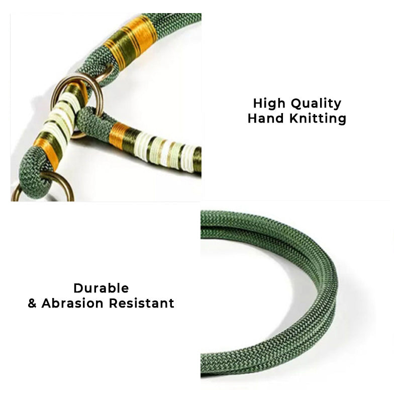 Unisex no-pull dog training collar, hand-knitted for gentle and effective dog training.
