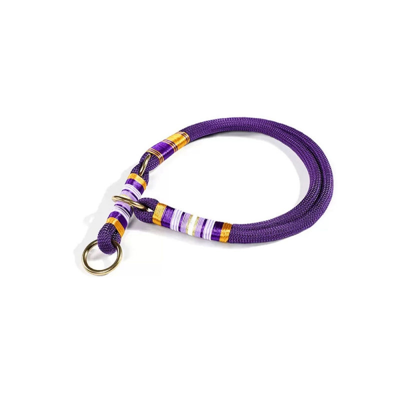 No-pull dog training collar, hand-knitted with strong nylon webbing, essential pet accessory.