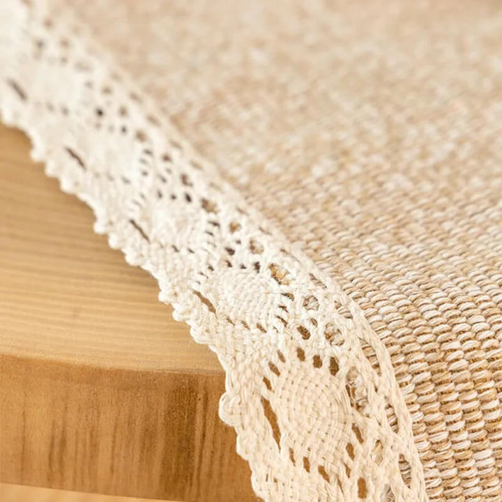 Brown hand-woven cotton linen non-slip couch cover, offering comfort and furniture protection
