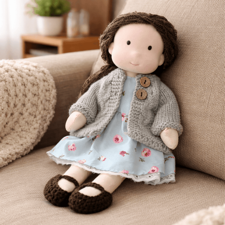 Thoughtful children's gift: handcrafted natural cotton Waldorf doll for imaginative minds.
