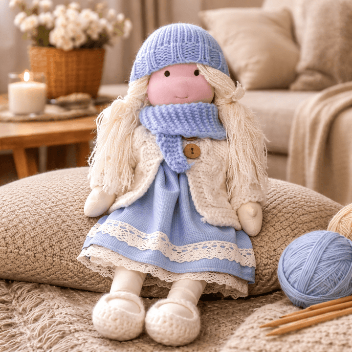 Develop creativity with this handmade cotton Waldorf doll, an ideal children's educational gift.
