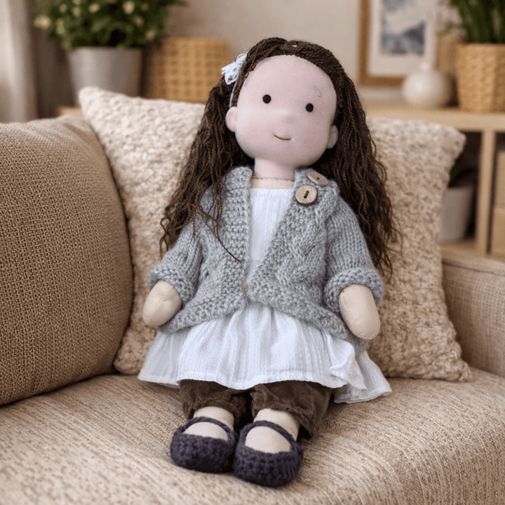 Waldorf doll for kids, handmade from natural cotton, fostering imaginative & creative play.