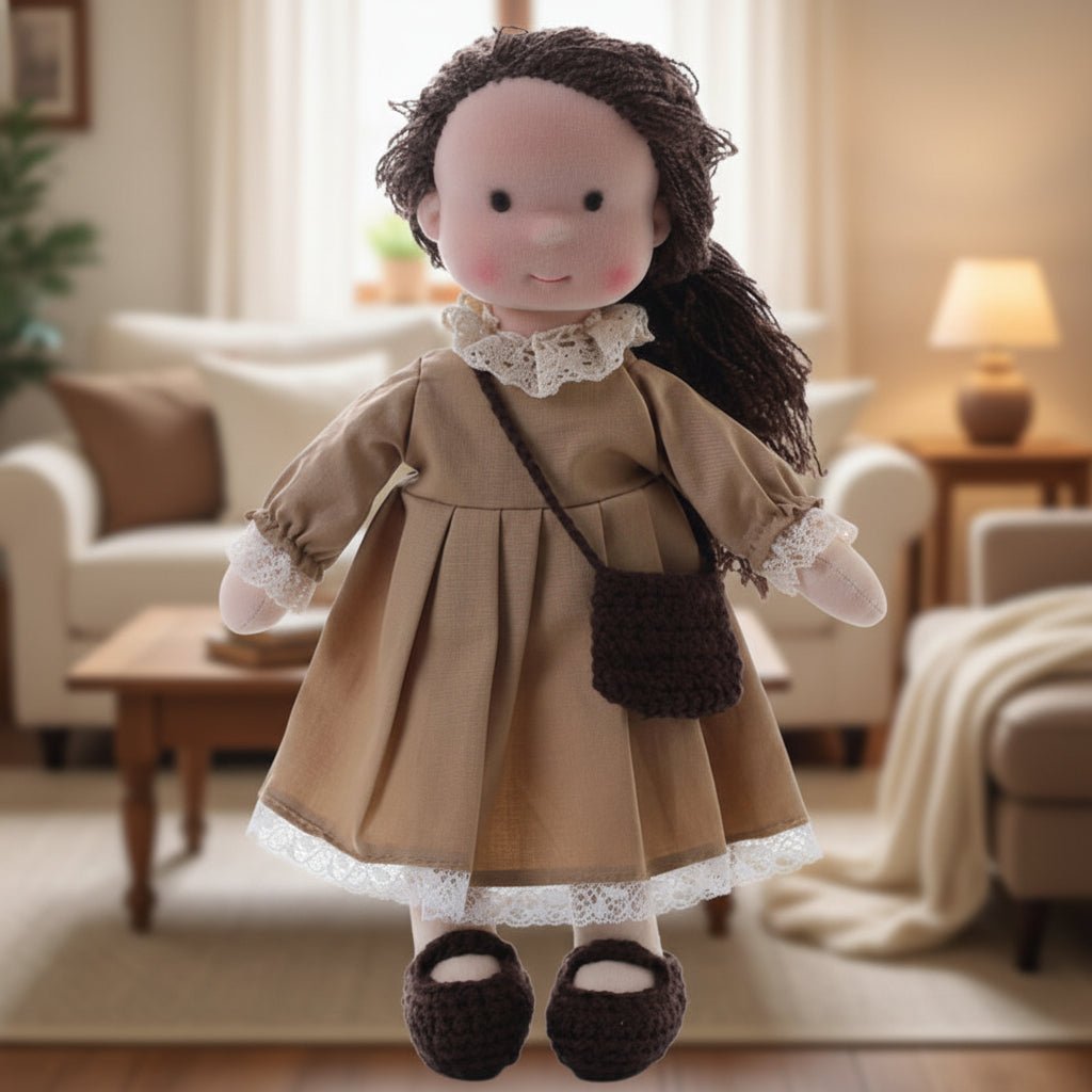 Quality handcrafted Waldorf doll, soft cotton, a cherished toy for children's imaginative world.
