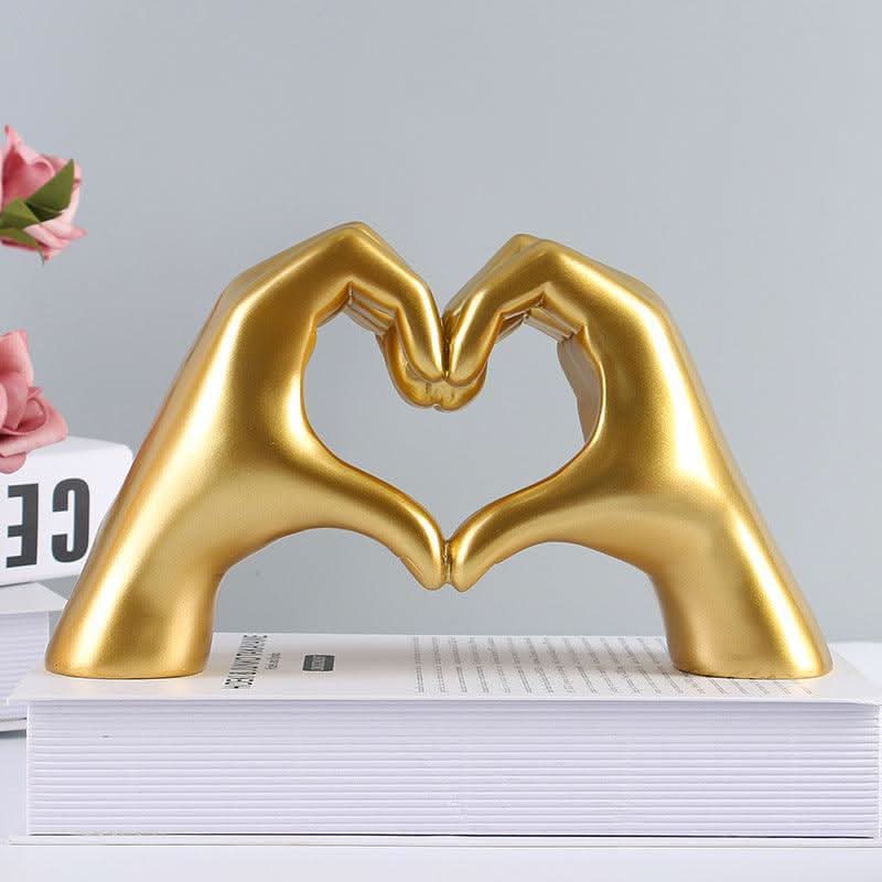 Rustic wooden Heart Hands Sculpture, natural handcrafted art ideal for cozy home decor and meaningful gifts.