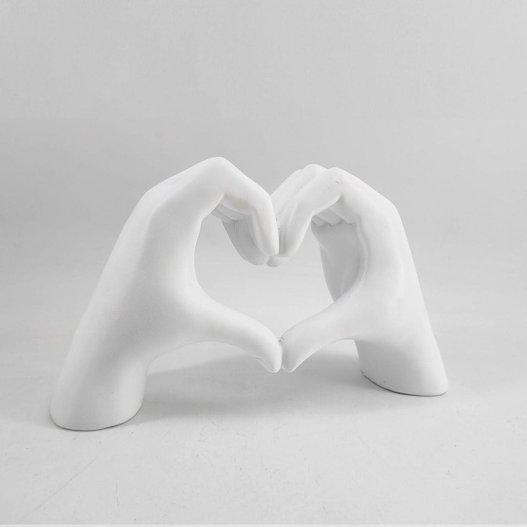 Artistic Heart Hands Wood Sculpture, a finely handcrafted wooden art piece for elegant and cozy home decor.