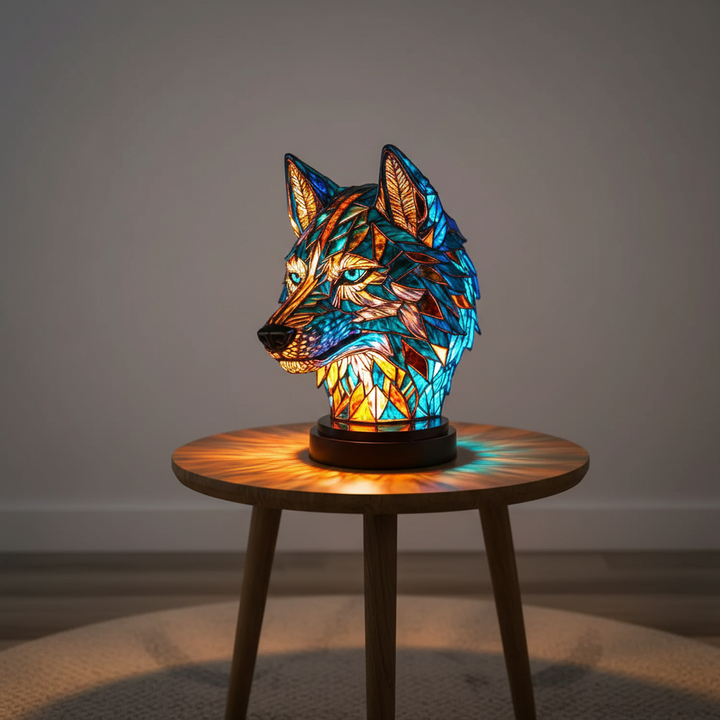 Handcrafted mosaic animal lamp, artistic LED desk light for unique home decor.