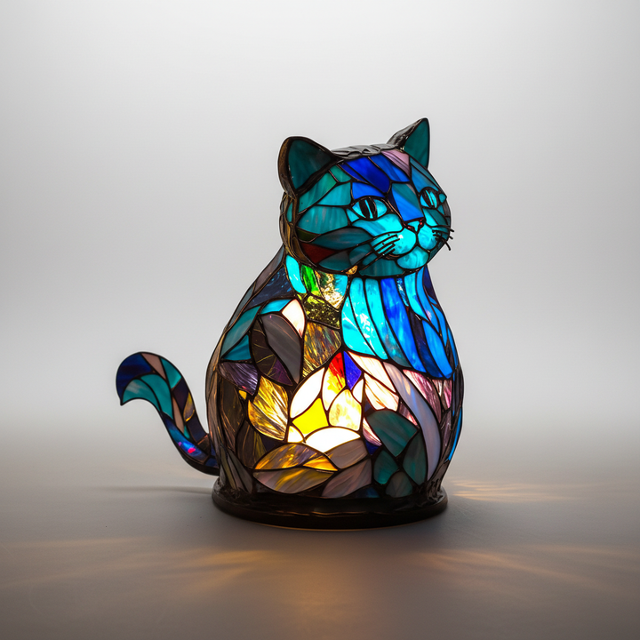 GleamPaw handcrafted mosaic animal head lamp, a beautiful decorative LED desk light.