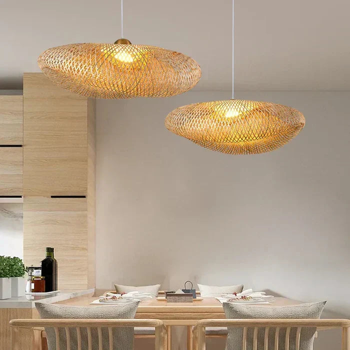 Handcrafted rattan pendant light for natural home decor, adding a boho touch.