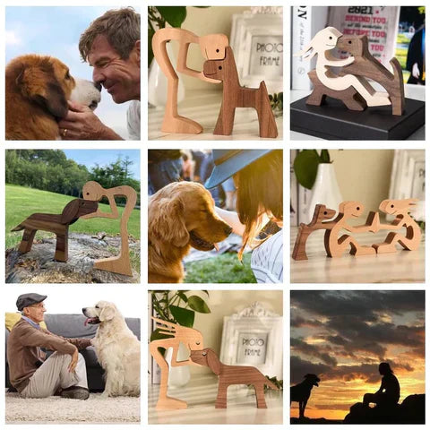 Elegant wooden dog sculpture, symbolizing family bond. A tasteful pet gift for any dog lover's home.