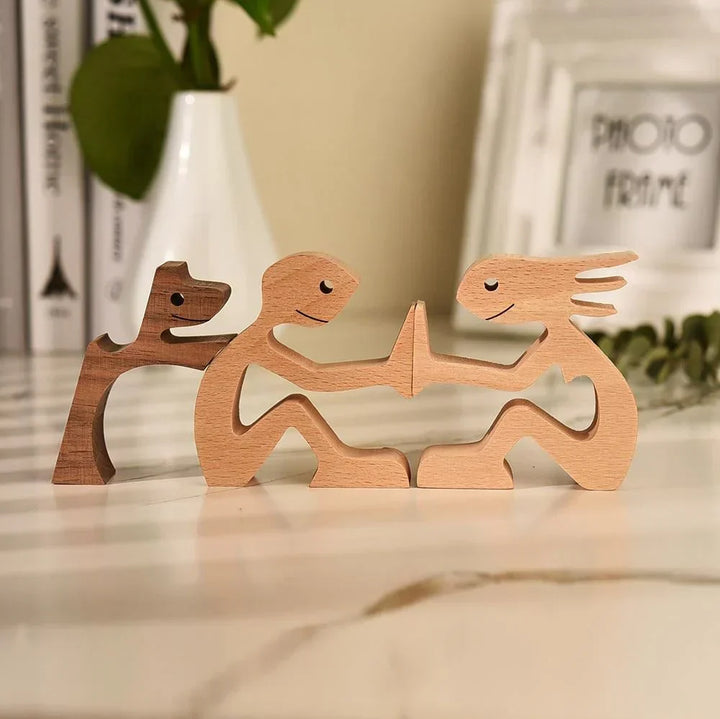Artistic wooden dog sculpture. Handcrafted home decor, perfect for a dog lover's minimalist space.