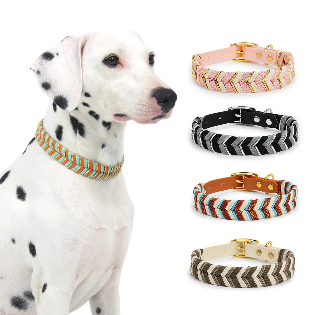Handmade colorful adjustable pet collar for dogs & cats, durable nylon with personalized ID
