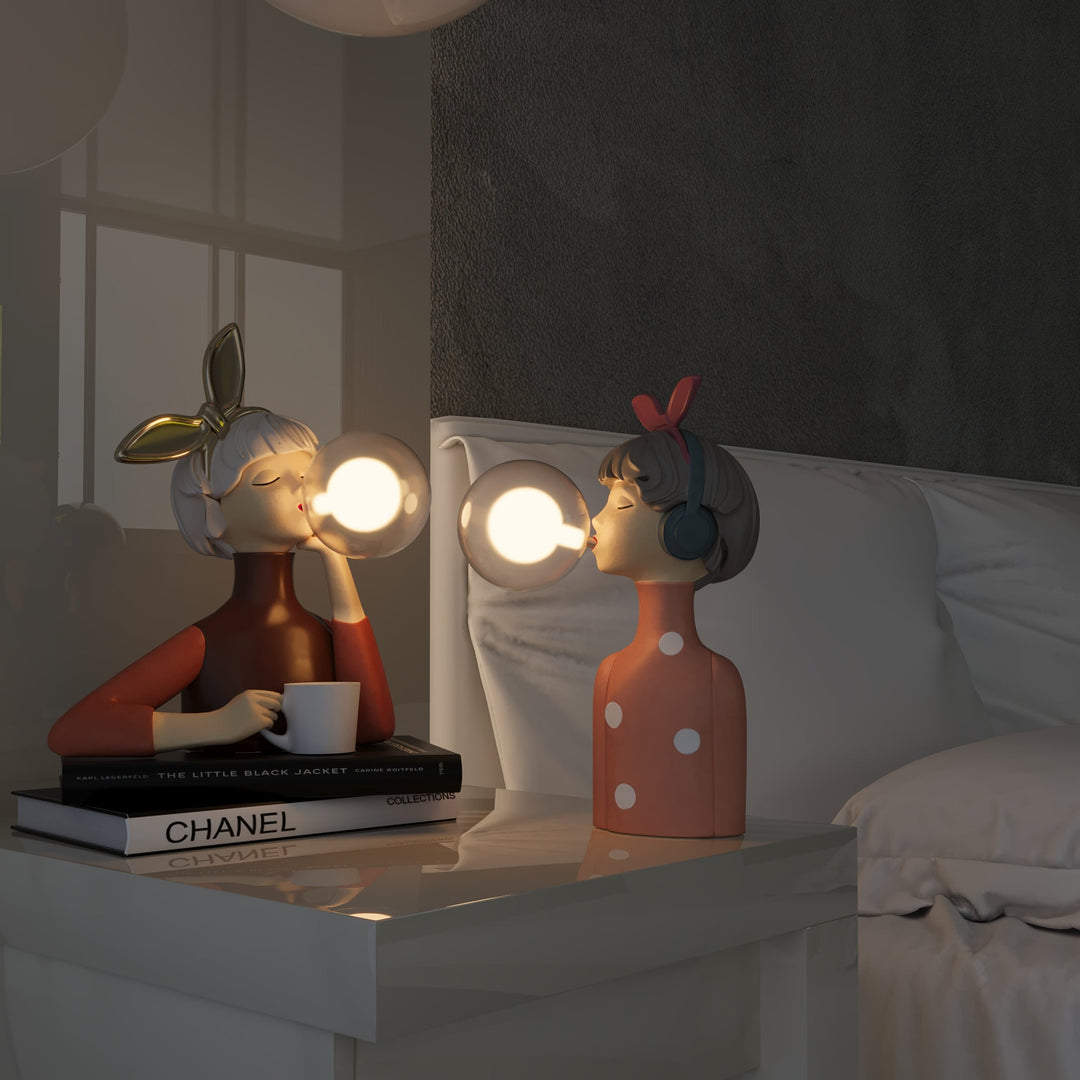 Cozy ambiance CraftGlow table lamp, handmade, unique design, ideal for bedroom or living room.