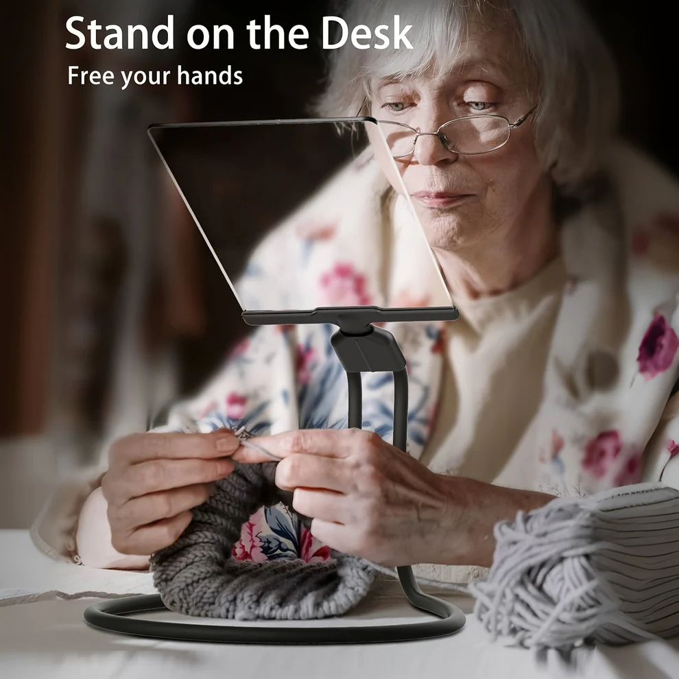 Portable magnifying glass with adjustable flexible neck. Hands-free vision assistance for reading and detailed work.