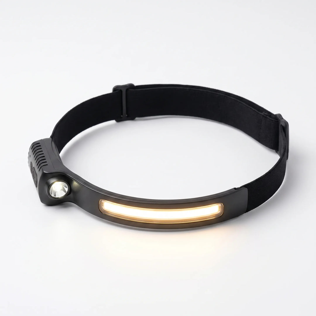 Bright rechargeable LED headlamp perfect for camping & hiking, offering hands-free illumination with wide beam.
