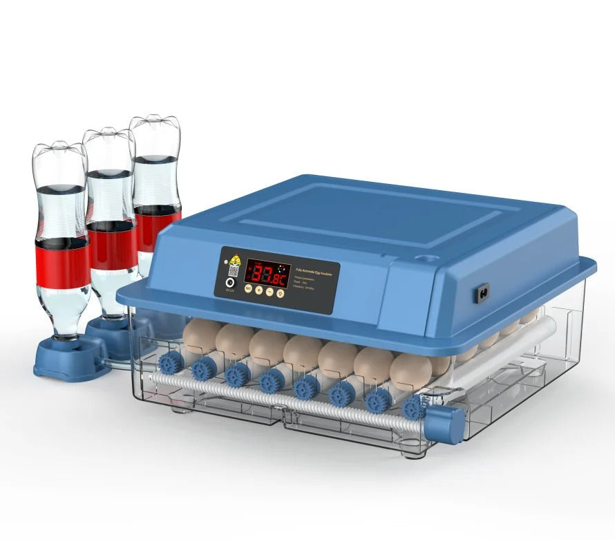 HatchEase automatic egg incubator with digital temperature & humidity control for chicken, duck, and bird eggs.