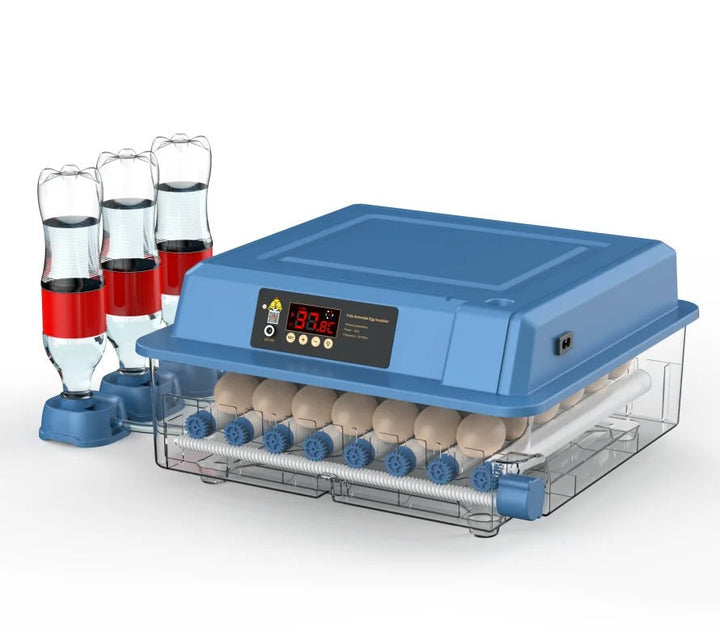HatchEase automatic egg incubator with digital temperature & humidity control for chicken, duck, and bird eggs.