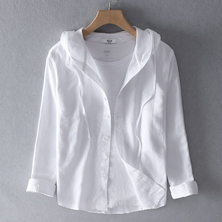 Spring/summer women's casual striped hoodie with buttons. A relaxed fit, long sleeve top for everyday fashion.