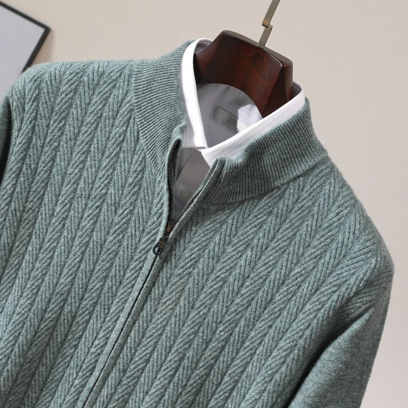 Luxurious ultra-soft men's crewneck sweater, perfect for a refined casual winter look.