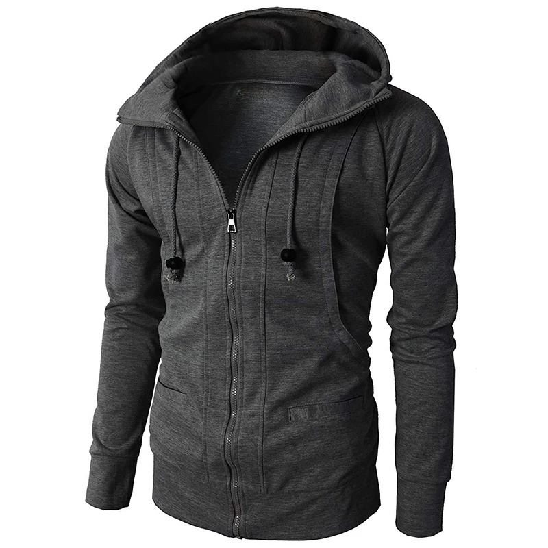 Soft gray men's full-zip hoodie, designed for ultimate comfort, everyday wear, and easy athletic style.