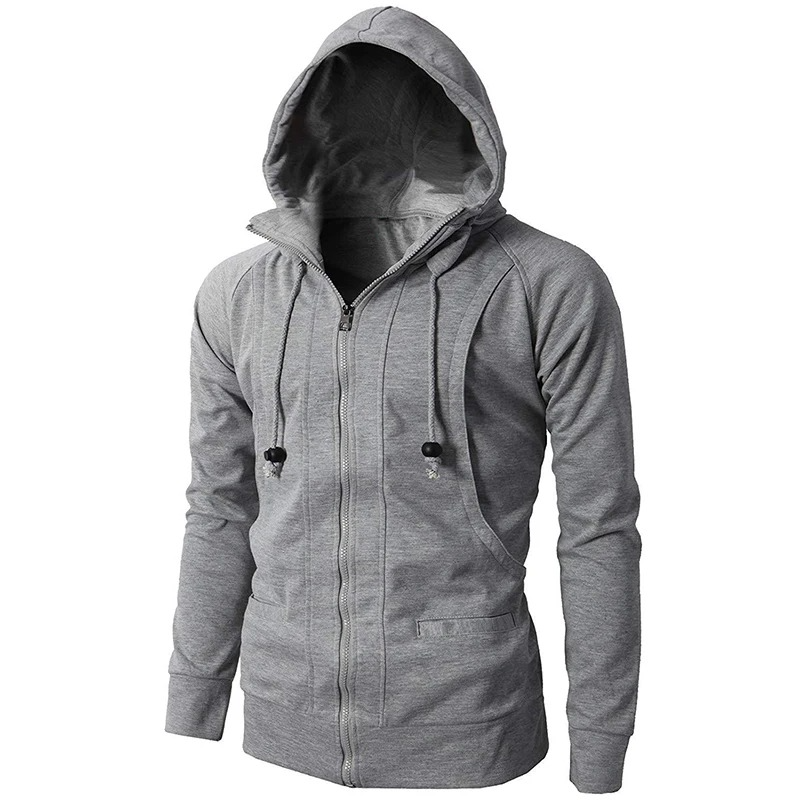 Men's everyday gray full-zip hoodie, ideal for comfortable casual wear & versatile loungewear.