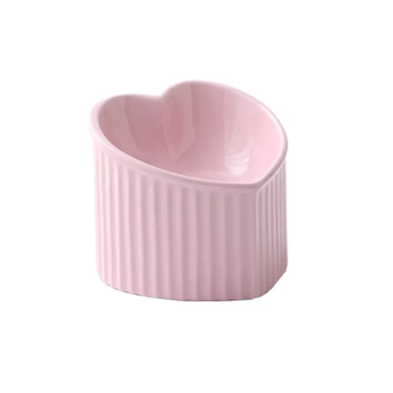 Unisex heart-shaped ceramic pet bowl, durable and easy to clean, ideal pet care supply.