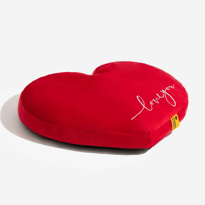 Red velvet pet bed in heart shape, premium quality, comfortable dog bed with thick cushioning, easy clean