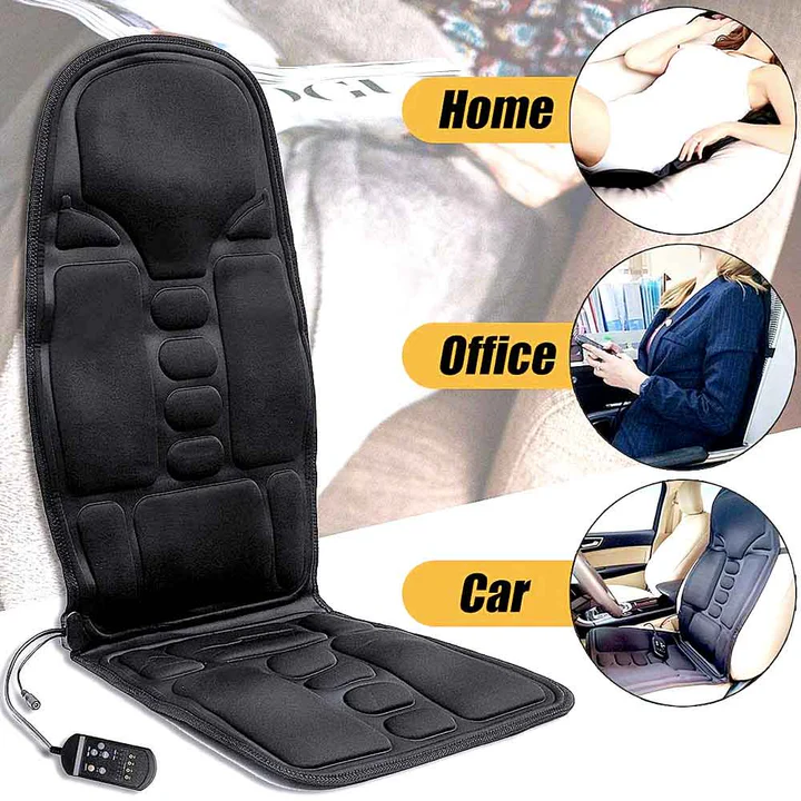 Heated back & neck massage pad; 8 modes provide soothing relief. Portable chair massager for relaxation & stress relief.