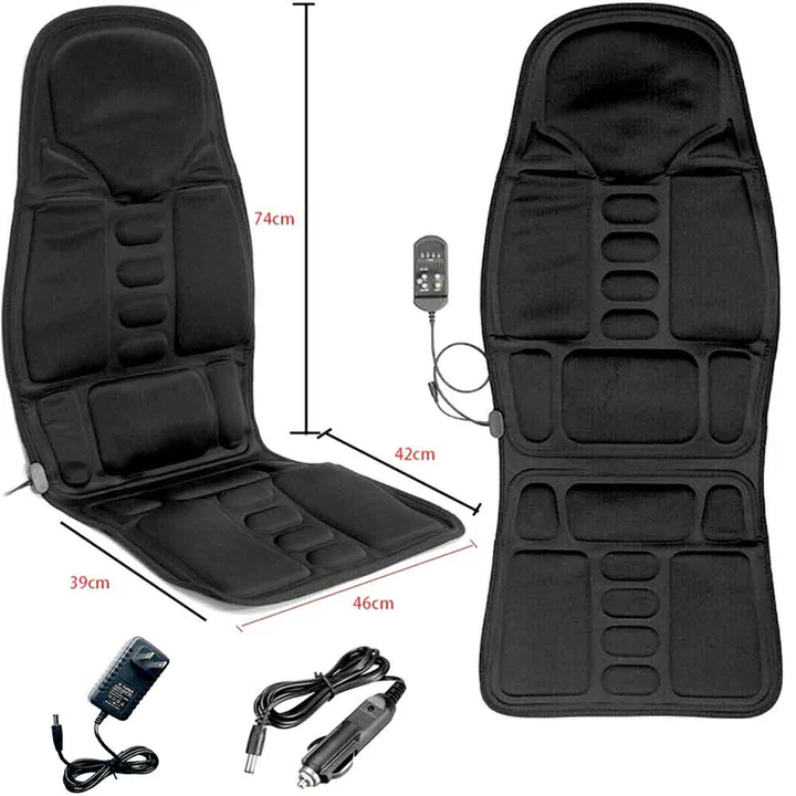 Comfortable heated chair massager pad with 8 modes for back & neck. Ideal for home, office or car, promotes relaxation.