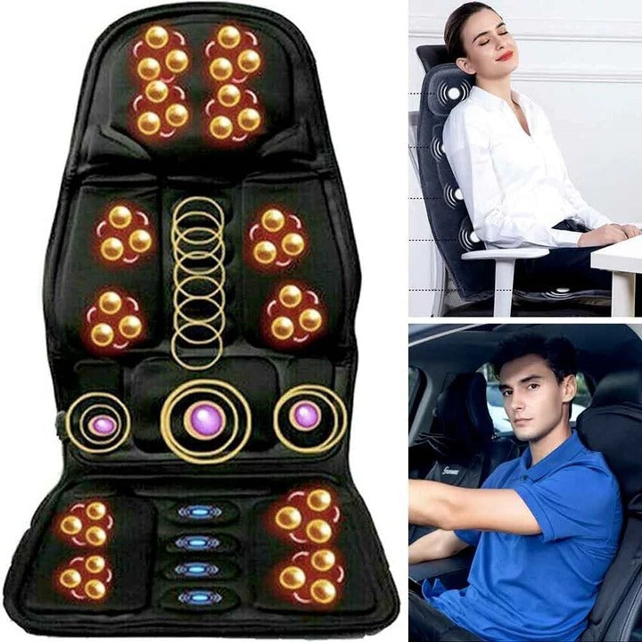 Personal heated massage pad for ultimate back & neck relief. 8 mode chair massager for stress reduction & comfort.