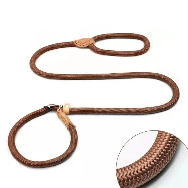 Unisex black braided slip lead for dog training and secure pet walking.