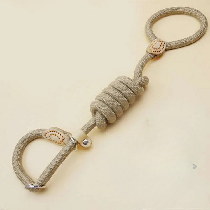 Robust black rope leash, adjustable slip design for effective dog control and training.