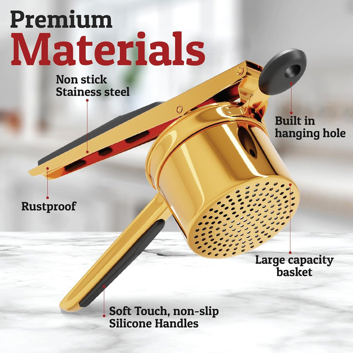 Versatile stainless steel potato masher, ideal for mashing potatoes, avocados, and other soft foods.