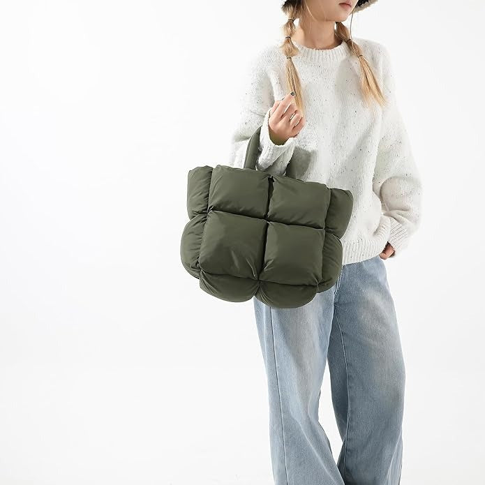 Fashionable women's everyday tote, with a soft, plush padded finish.