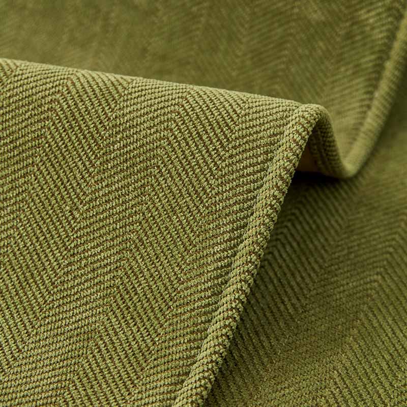 Close-up of waterproof herringbone chenille sofa cushion cover fabric texture