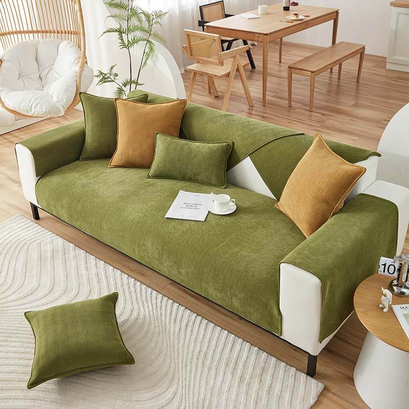 Washable waterproof sofa cushion cover in herringbone chenille, home accessory
