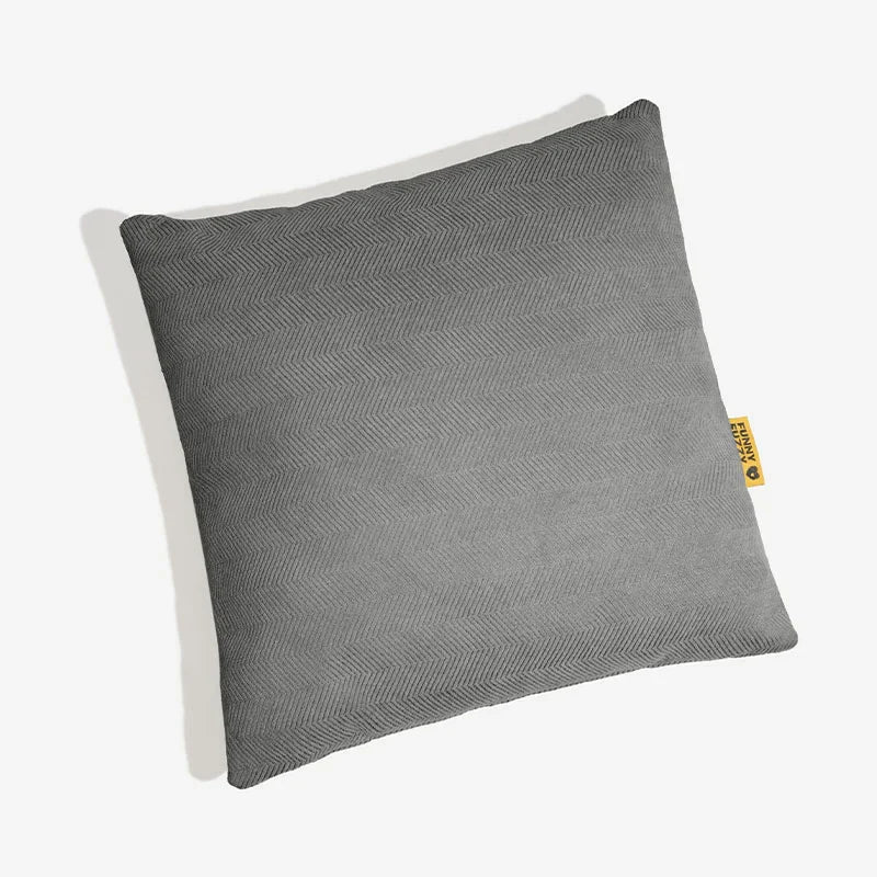 Sofa with multiple waterproof herringbone chenille cushion covers, cozy feel