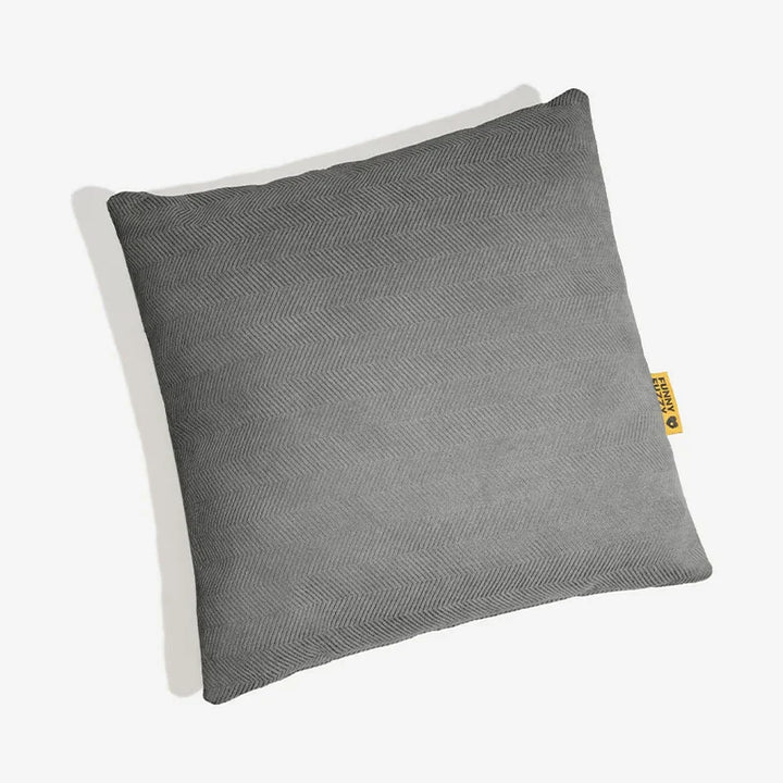 Sofa with multiple waterproof herringbone chenille cushion covers, cozy feel