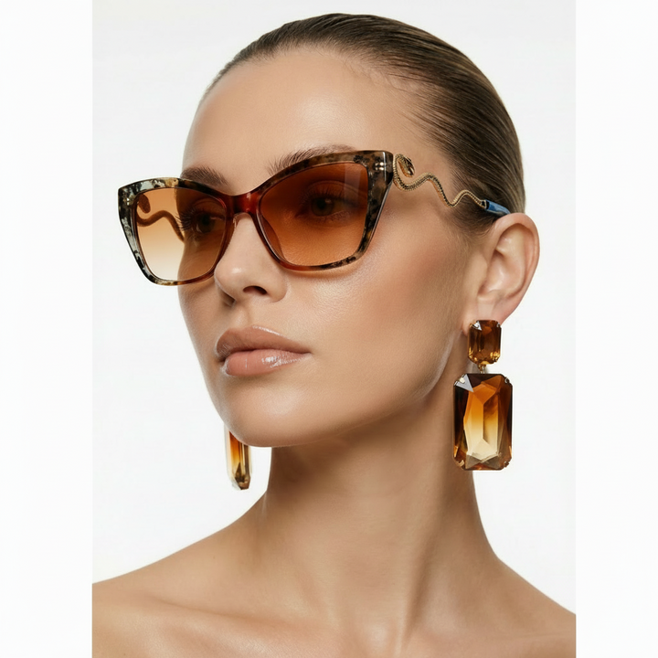 Bold Serpentina unisex fashion sunglasses. A modern eyewear accessory making a strong style statement.