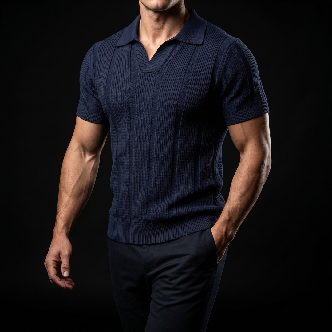 Stylish men's summer polo, a breathable top designed for everyday comfort & versatile smart casual looks.