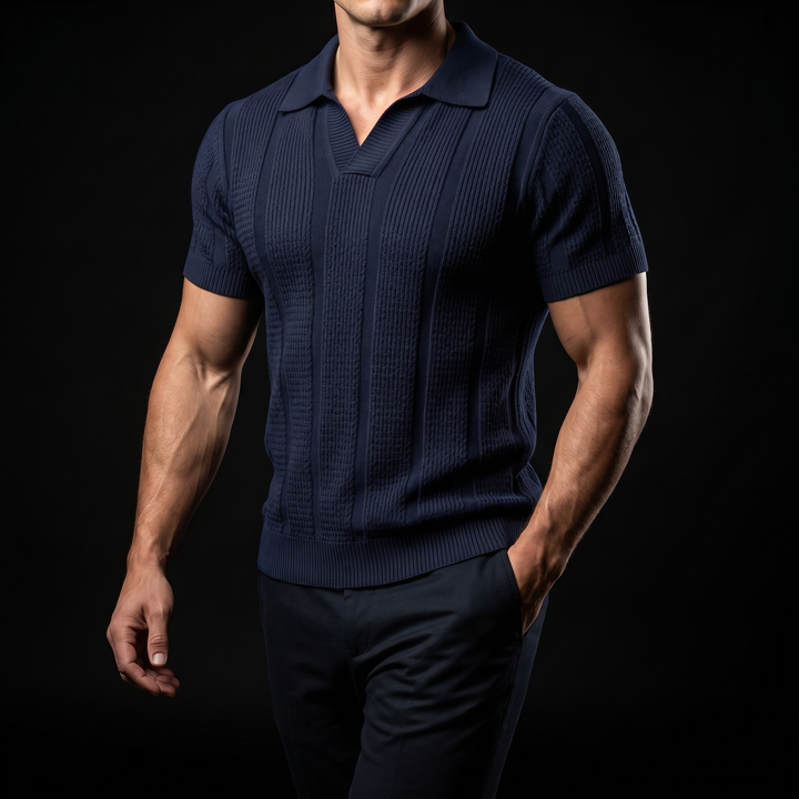 Stylish men's summer polo, a breathable top designed for everyday comfort & versatile smart casual looks.
