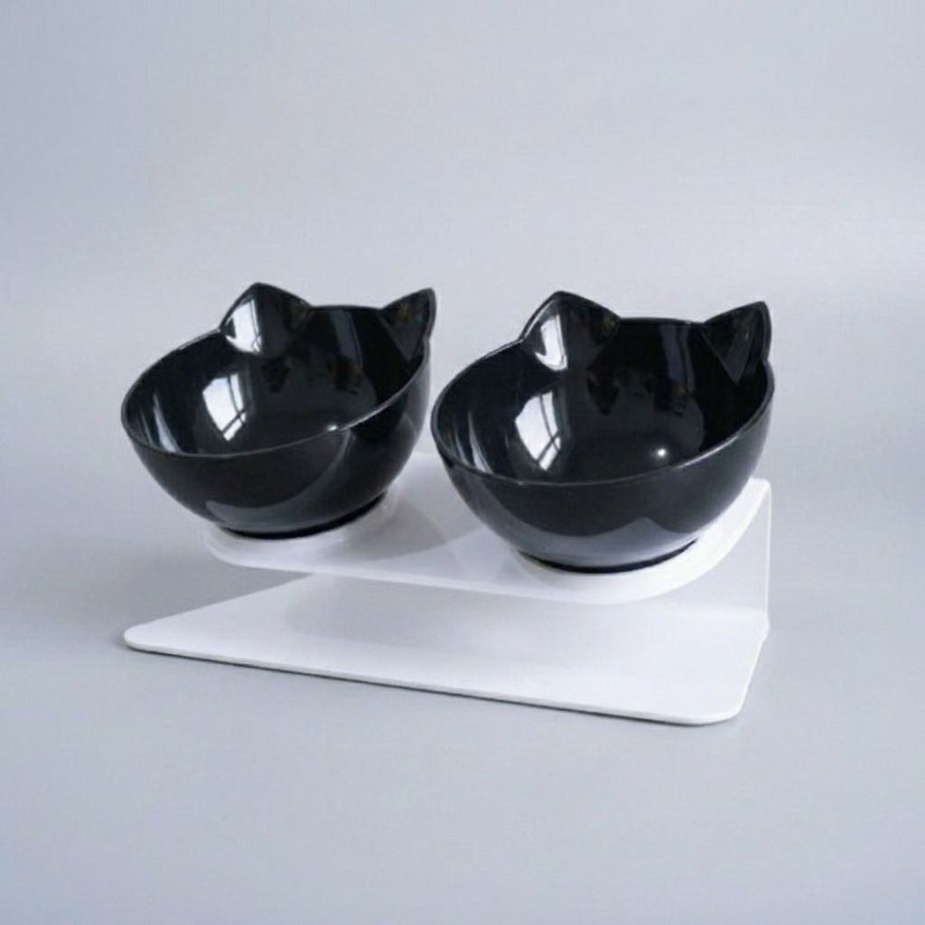 Ergonomic raised cat bowls for food & water. Anti-vomiting elevated feeder promotes healthy digestion & comfort.