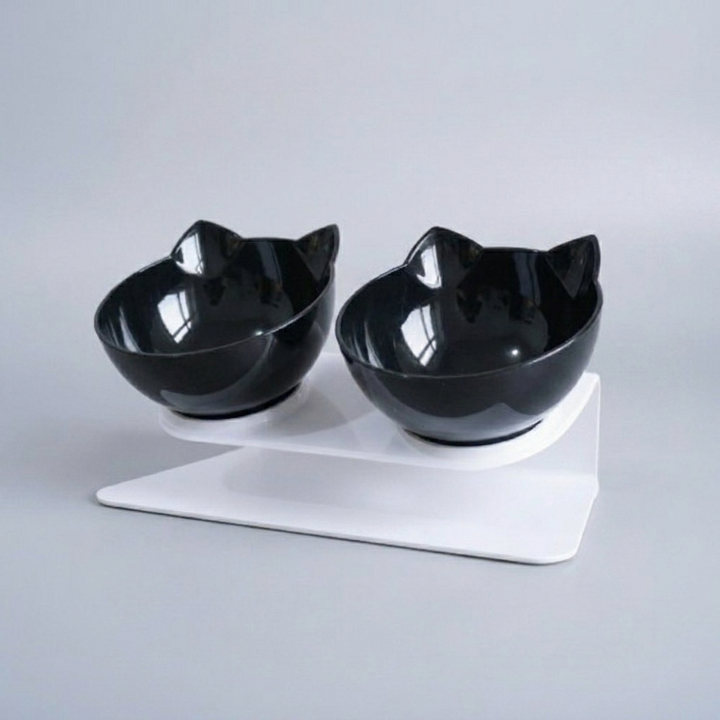 Ergonomic raised cat bowls for food & water. Anti-vomiting elevated feeder promotes healthy digestion & comfort.