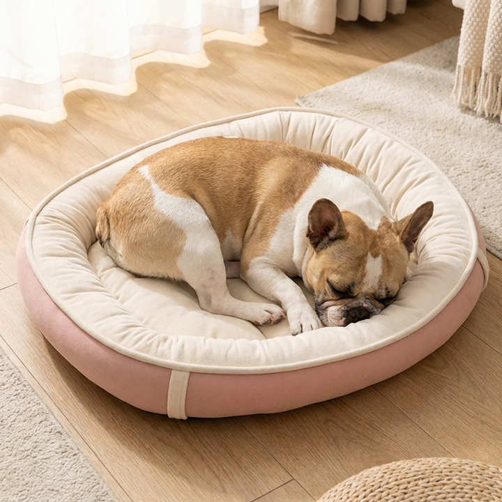 Cozy, washable plush pet nest bed for dogs and puppies, offering soft comfort & support.