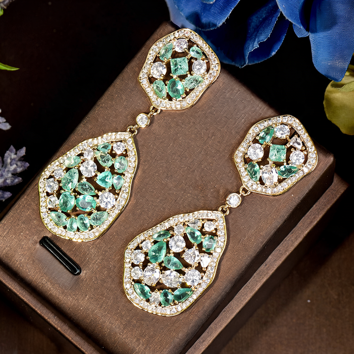 Statement women's jewelry: dazzling drop earrings, perfect for adding sparkle to any outfit.