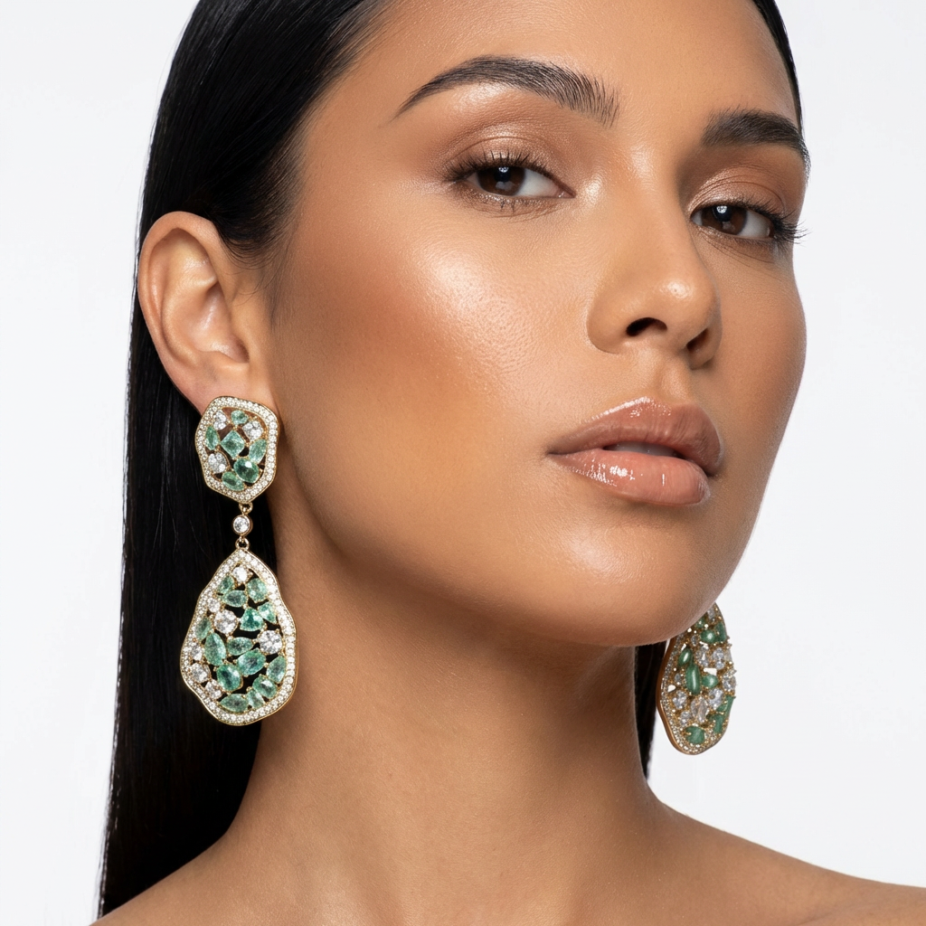 Women's dazzling drop earrings, sparkling with elegant shine. Perfect statement jewelry.