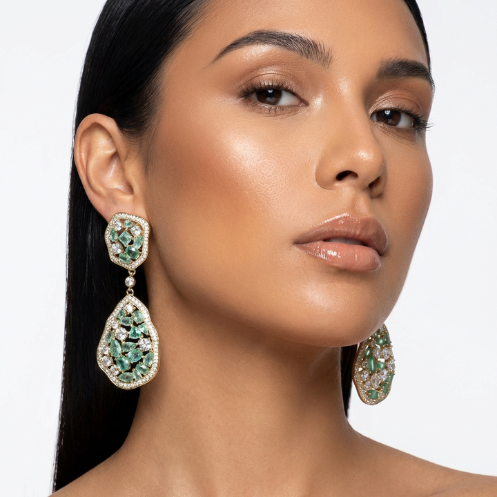 Women's dazzling drop earrings, sparkling with elegant shine. Perfect statement jewelry.