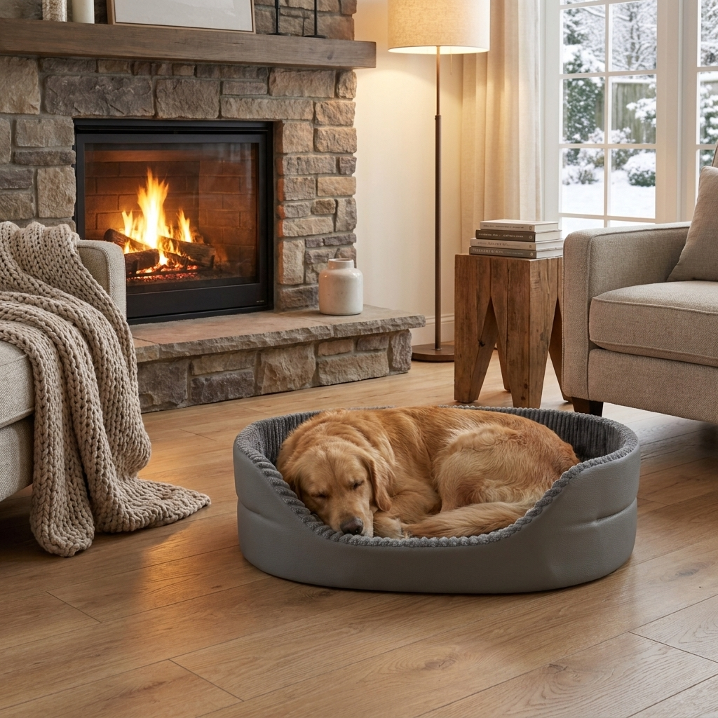 Large washable dog bed, sturdy & comfortable pet cushion for big dogs, non-slip base for durable pet furniture.