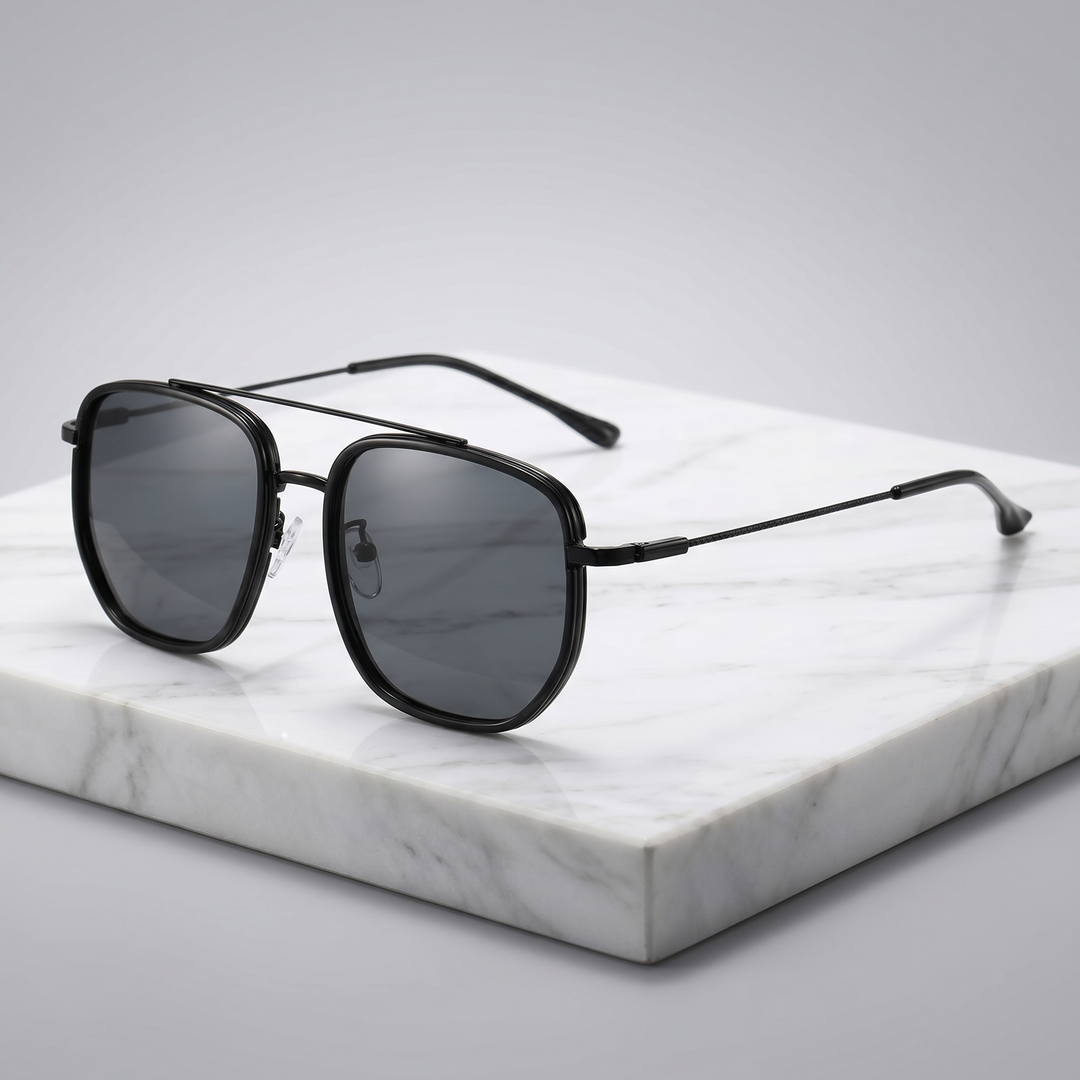 Square frame unisex sunglasses with durable alloy, anti-glare acrylic lenses. Stylish, lightweight, everyday eye protection.